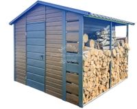 Domek Ogrodowy 2,5x3m + Wiata 0,5m Drewutnia Drewnopodobny Dwuspadowy ID645