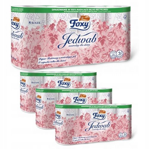 Papier toaletowy FOXY JEDWAB 3 Warstwy PAKIET 8szt. x 4op. na Arena.pl