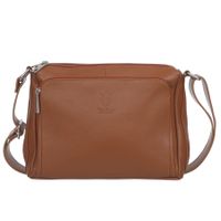 VERA PELLE torebka skórzana listonoszka z paskiem na ramię V535 camel