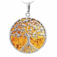 DRZEWKO SZCZĘŚCIA wisiorek zawieszka z BURSZTYN BAŁTYK srebro 925 łańcuszek