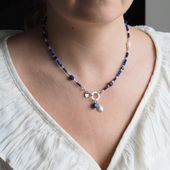 Naszyjnik - Lapis Lazuli, Perła, Hematyt i srebro