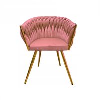 Krzesło z podłokietnikami Tilo różowy ozdobny fotel welwet Family Meble