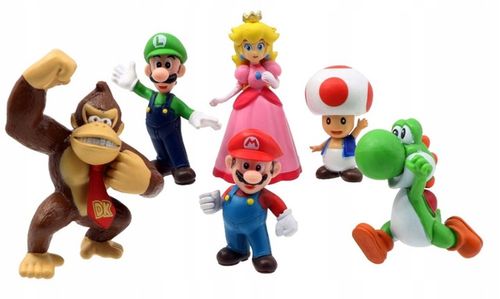 6x FIGURKI SUPER MARIO BROS LUIGI PEACH YOSHI TOAD na Arena.pl