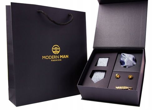 Akcesoria dla mężczyzn piękny zestaw prezentowy spinki krawat do koszuli na Arena.pl