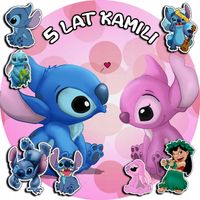 OPŁATEK NA TORT 20CM - STICH STICZ BAJKA SŁODKI + IMIĘ + ! 15CM 18CM