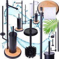 STOJAK NA PAPIER TOALETOWY CZARNY ZE SZCZOTKĄ WC LOFT UCHWYT METALALOWY