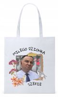 Prezydent Andrzej Duda Torba Eco Biała Shopper Z Nadrukiem Ze Zdjęciem