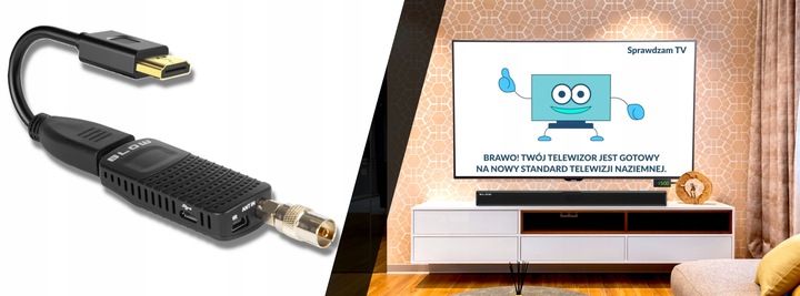 DEKODER TUNER TV DVB-T2 HEVC H.265 FULL HD MINI STICK PILOT BATERIE zdjęcie 3