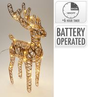 Renifer LED 34 cm szampański - dekoracja świąteczna figurka 25 lampek LED