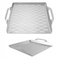 2 x DUŻA SOLIDNA Taca Grillowa ze Stali Nierdzewnej 36,8x30,7x4,6 cm KINGHo