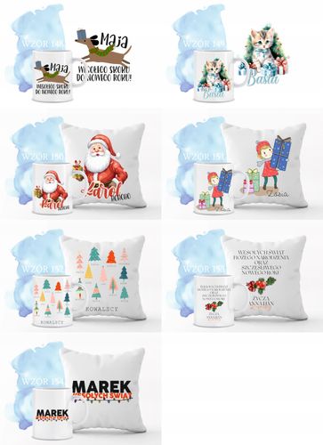 Zestaw PODUSZKA i KUBEK nadruk personalizowany PREZENT na boże narodzenie na Arena.pl