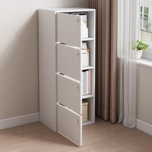 NOWOCZESNA POJEMNA KOMODA SZAFKA Z 4 PÓŁKAMI BIAŁA DUŻA SKANDYNAWSKI LOFT na Arena.pl