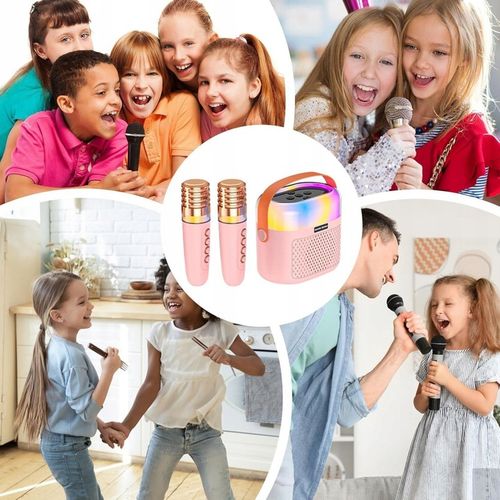 PRZENOŚNY BEZPRZEWODOWY ZESTAW KARAOKE GŁOŚNIK BLUETOOTH 2X MIKROFON RGB na Arena.pl