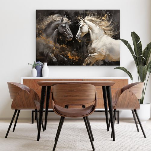 Obraz Canvas KONIE Zwierzęta Abstrakcja Elementy Złota 120cm x 80cm na Arena.pl