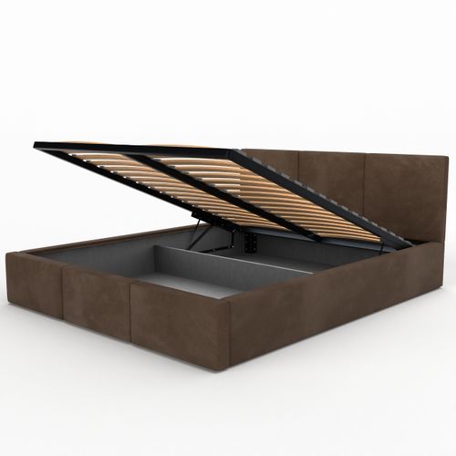 ŁÓŻKO TAPICEROWANE DO SYPIALNI 120x200 ŁÓŻKO PODWÓJNE Z POJEMNIKIEM BRĄZOWE na Arena.pl