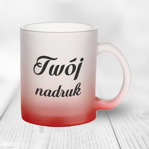 Kubek z mrożonego szkła z czerwonym dnem z Twoim nadrukiem na Arena.pl