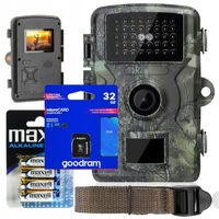 KAMERA LEŚNA FOTOPUŁAPKA CZUJNIK RUCHU FULL HD IR karta 32GB BATERIE ZESTAW