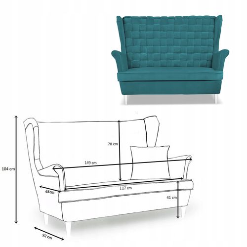 Zestaw wypoczynkowy Carol sofa fotele paski turkusowy na Arena.pl