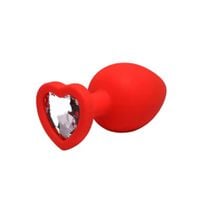 red small heart-shaped butt plug with white crystal