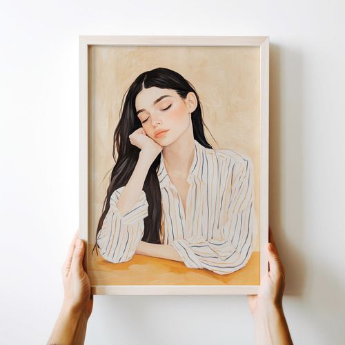 Plakat ilustracja dziewczyna w koszuli 21x29,7 cm A4 na Arena.pl