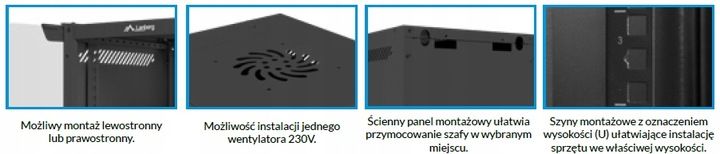 6U Szafa RACK wisząca 10" szara Lanberg zdjęcie 3