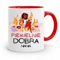 Dla Niani Opiekunki Kubek Czerwony Na Prezent Z Nadrukiem Ze Zdjęciem