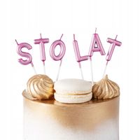 ŚWIECZKA URODZINOWA STO LAT LITERKI RÓŻOWE IMPREZĘ URODZINOWĄ