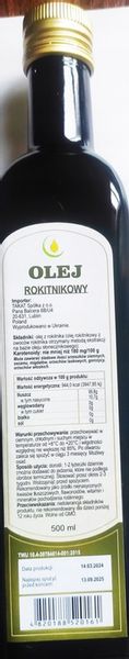 Olej Rokitnikowy 500ml. odporność zdjęcie 2