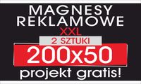 MAGNES REKLAMOWY reklama magnetyczna na samochód 2szt 200x50 PROJEKT GRATIS