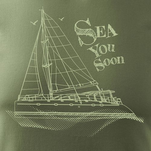 Koszulka żeglarska dla żeglarza z jachtem żaglówką męska khaki REGULAR L na Arena.pl