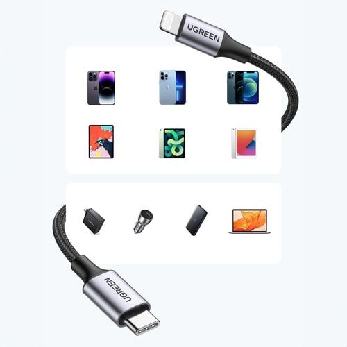 kabel przewód do iphone lightning - usb-c 2.0 mfi 1m - szary na Arena.pl