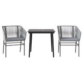 3-częściowy zestaw ogrodowy z poduszkami szary polirattan szkło