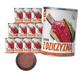 MOKRA KARMA DLA PSA TufTuf Puszka mielonka z dziczyzną ZESTAW 12x400g