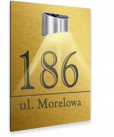 złota TABLICZKA lampka solarna ADRESOWA DUŻA adres dibond nierdzewna 40x30