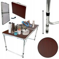 STÓŁ KEMPINGOWY BIWAKOWY TURYSTYCZNY ALUMINOWY STOLIK SC1002 CIEMNE DREWNO