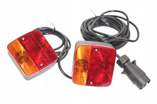 ZESTAW LAMP NA TYŁ PRZYCZEP ŚWIATŁA TYLNE WTYCZKA 7 PIN ŻARÓWKI PRZEWÓD 4M na Arena.pl