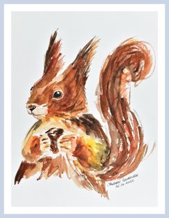 Wiewiórka - słodka akwarela ręcznie malowana
