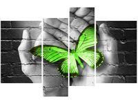 OBRAZ GREEN BUTTERFLY MOTYL DŁOŃ CEGŁA