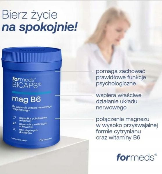 Formeds CYTRYNIAN MAGNEZU z Witamina B6 60 kaps Zmęczenie Skurcze Serce Sen zdjęcie 2