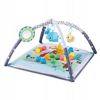 DUŻA MATA EDUKACYJNA MIĘKKA INTERAKTYWNA DLA NIEMOWLAKA 2W1 SZARA + PIŁKI