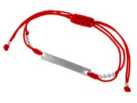 Bransoletka szczęścia celebrytka blaszka sztabka bawełna srebro 925 B0683