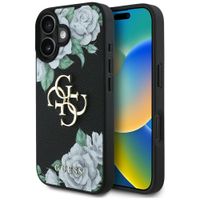 Etui Guess Grained Roses Big 4G logo do iPhone 16 czarny