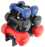 Zestaw Hantli 12 kg ENERO Hantelki Winylowe do Ćwiczeń 1/2/3 kg + Stojak