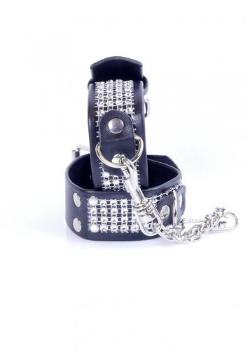 fetish b   series handcuffs with cristals 3 cm silver na Arena.pl