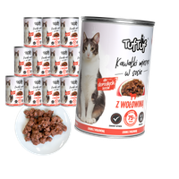 MOKRA KARMA DLA KOTA TufTuf  puszka kawałki mięsne z wołowiną 12x415g