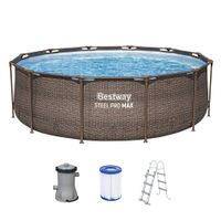 Basen stelażowy 366 x 100 Steel Pro Max Rattan z konstrukcją #56709
