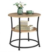 Stolik kawowy sonoma okrągły 55x55 cm drewno metal loftowy