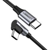 Kabel USB-C UGREEN US255 60W Kątowy Szybkie Ładowanie 0.5m Czarny