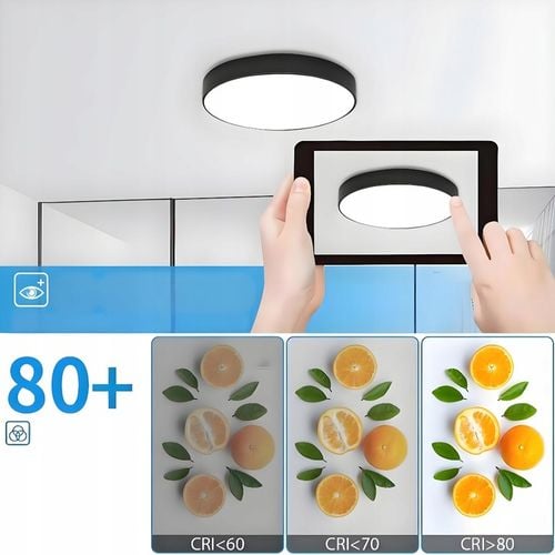 LAMPA SUFITOWA PLAFON OKRĄGŁY LED 30 X 5 CM CZARNY Z PILOTEM na Arena.pl