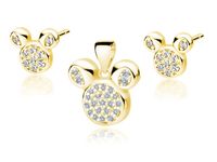 Delikatny pozłacany srebrny komplet myszka mouse mysz białe cyrkonie srebro 925 Z1653ZG_W